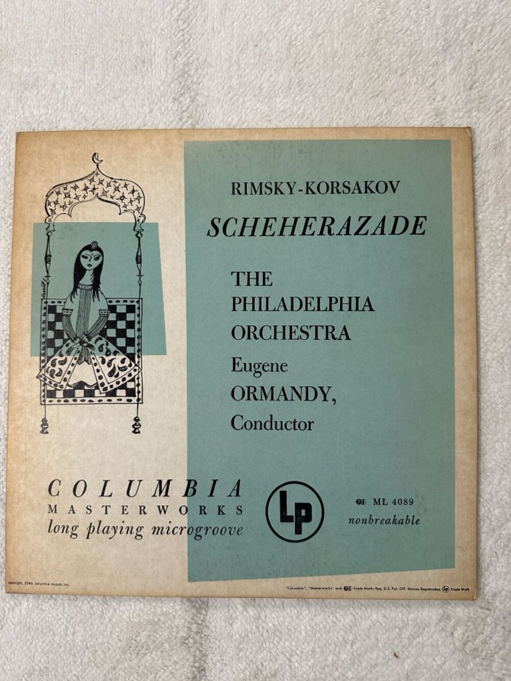 Rimsky-Korsakov Scheherazade Eugene Ormandy LP 1954 Columbia Masterworks Vinyl